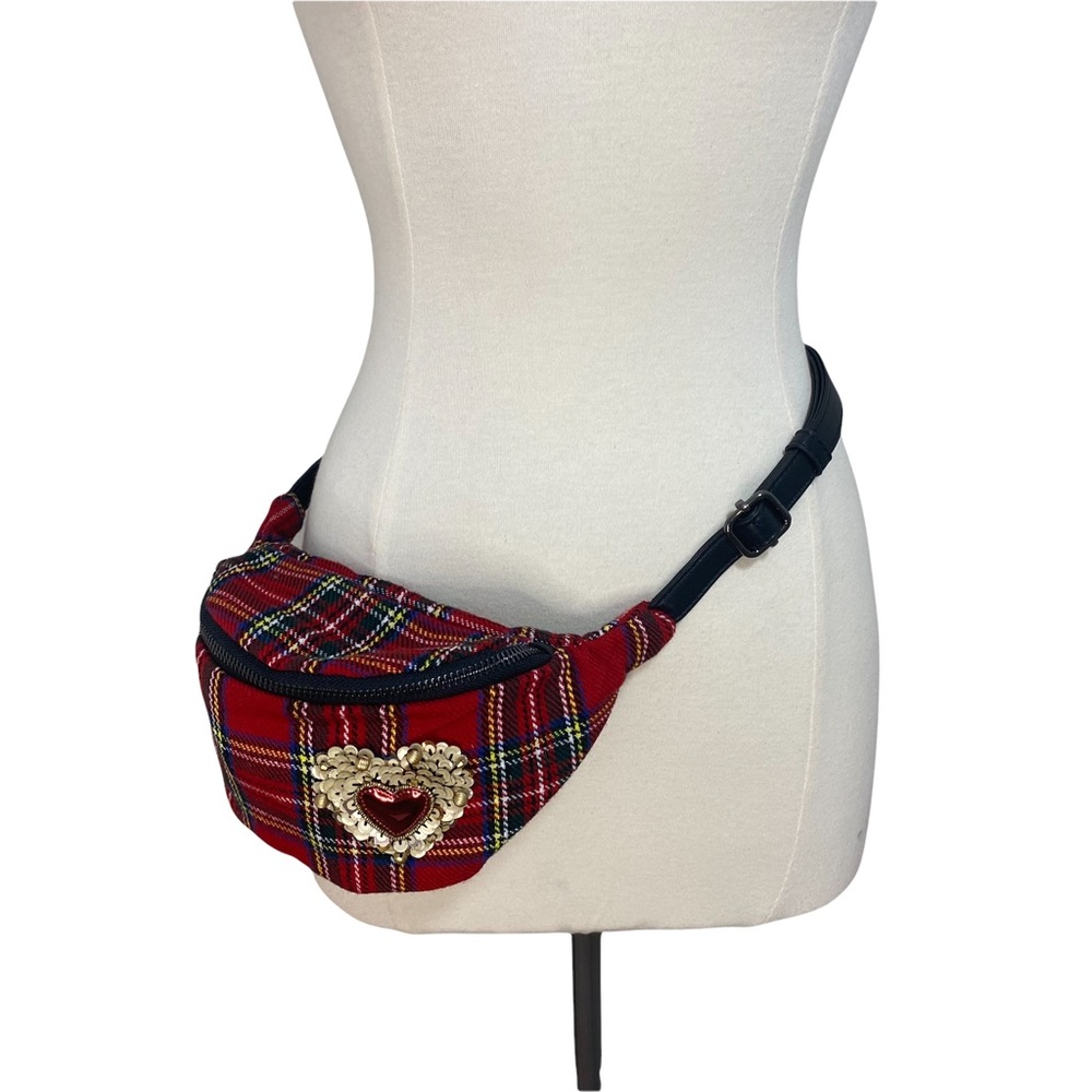 Betsey Johnson Plaid and Sequin Fanny Pack